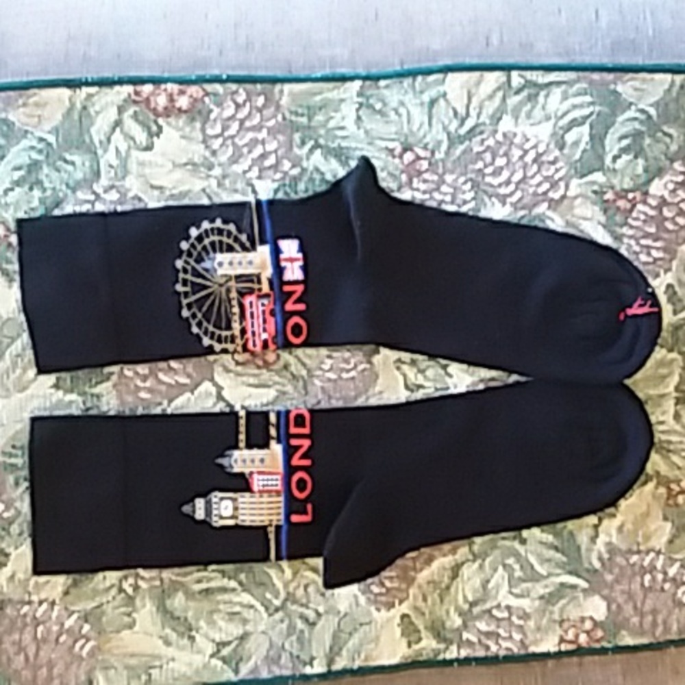 Black Sock with London Embroidery